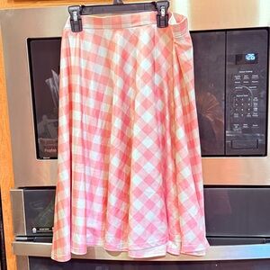 Pale Pink&White Checkered Women's Skirt‎ 2xl